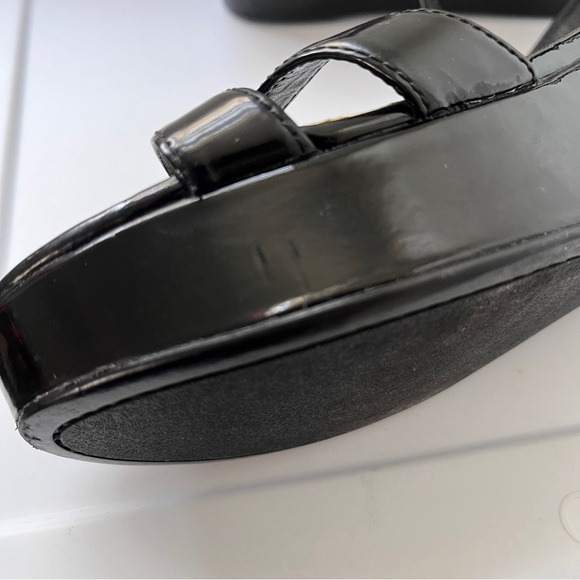 PRADA Linea Rossa Black Patent Platform Strap Slingback Sandals - Picture 13 of 16